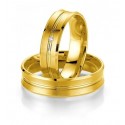 Alliance concave duo or jaune & diamant