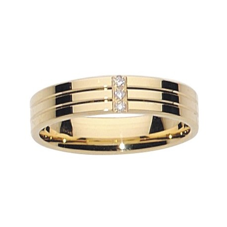 Alliance diamants or jaune