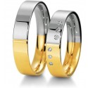 Alliance duo or blanc et jaune & diamants