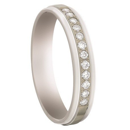 alliance or brossé poli de mariage diamant INSOLITE