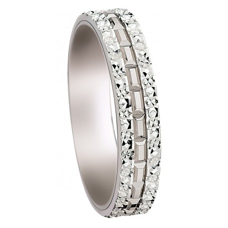 alliance de mariage diamantée or 18 carats blanc