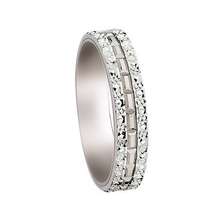 alliance de mariage diamantée or 9 carats blanc