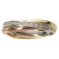 Alliance 3 ors blanc, jaune, rose entrelacé 18 Cts