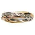 Alliance 3 ors blanc, jaune, rose entrelacé 18 Cts