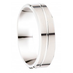 Alliance  ruban plat brossé filet transversal poli Palladium