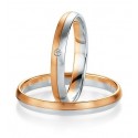 Alliance or rose & blanc avec diamant duo 585/100