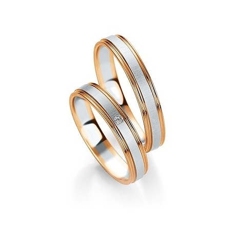 Bague de  mariage or rose Duo Or 585/1000