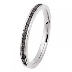 Alliance diamants noir serti rail demi tour