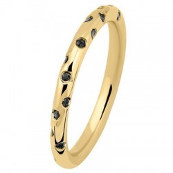 Alliance or jaune diamants noirs parsemés