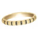 Alliance demi tour serti 24 diamants noirs / or jaune 18K