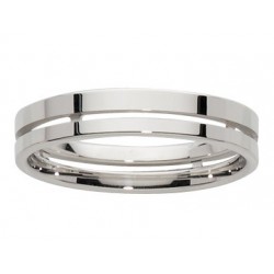 Alliance or blanc double anneau