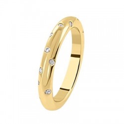ALLIANCE OR JAUNE ET DIAMANTS BLANCS PARSEMES 0.23 CARATS