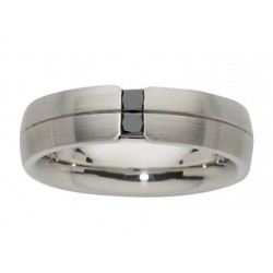 Alliance brossée 2 diamants princesses noirs