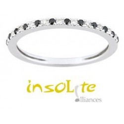 Bague mariage insolite  or 750/1000 diamant noir et blanc