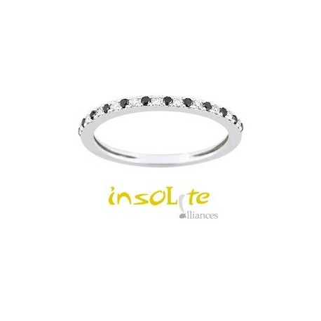 Bague mariage insolite  or 750/1000 diamant noir et blanc