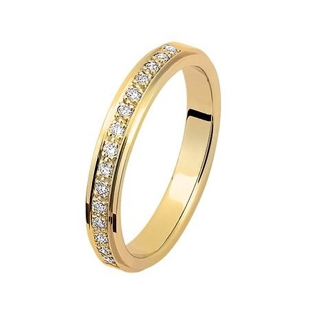 alliance mariage Precilia 0,15 ct Or jaune insolite Lyon créateur bijoux ponce
