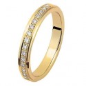 Alliance or jaune demi tour diamants 0.15 ct serti grains
