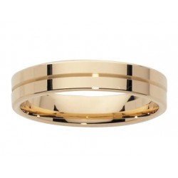 Alliance or jaune ruban plat liseret central