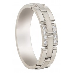 bague Mariage 9 carats serti grain de riz pavé 8 diamants Huber Klein