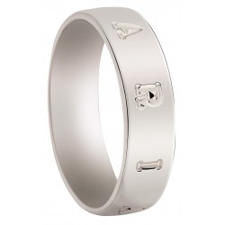 Alliance Fantaisie gravure exterieure / Or gris palladié 18K