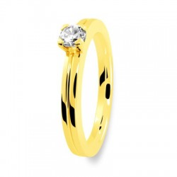 Solitaire bague de fiançaille or jaune diamant 0.20 ct serti griffes