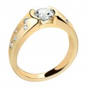 Solitaire or jaune diamant 0.30 ct et parsemés