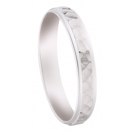 Alliance or blanc palladiée fantaisie martelée insolite Lyon