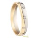 Alliance fantaisie polie demi-tour 5 diamants Deux ors