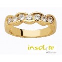 Alliance mariage or jaune demi tour diamants serti fantaisie