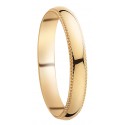 Alliance demi jonc or jaune bords perlés 9 ct