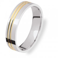 Alliance en or jaune et or blanc 18 carats par le créateur Ponce