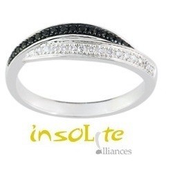 Alliance & création or blanc diamants noirs et diamants Blanc 18 carats Lyon