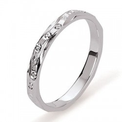 Alliance fantaisie platine motifs diamantés vague