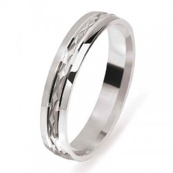Alliance platine motifs diamantés central