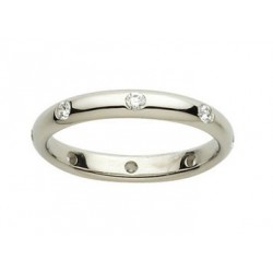Alliance demi jonc platine serti 8 diamants tour complet