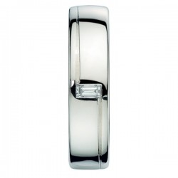 Alliance ruban bombée platine et diamant baguette