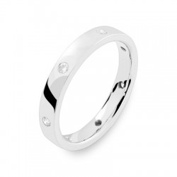 Alliance platine demi jonc tour complet diamants parsemés