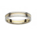 Alliance homme platine satiné et or jaune brillant