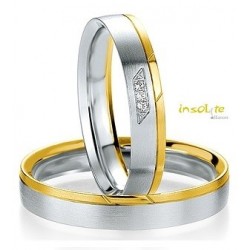 Alliance or jaune et or balnc diamants en duo breuning