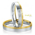 Alliance or jaune et or blanc diamants duo 14 carats breuning
