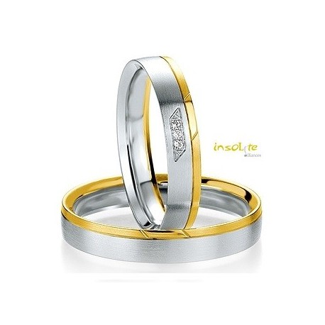 Alliance or jaune et or blanc pour homme en duo breuning
