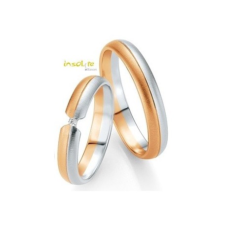 Bague de mariage originale jonc or Breuning Duo 585/1000  