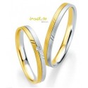 Alliance duo or jaune & blanc avec diamant