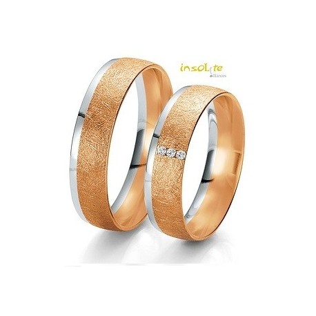 Bague de Mariage duo breuning or rose Givrée et or blanc Insolite Rhônes Alpes