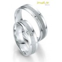 Bague de mariage en or blanc brossé & brillant