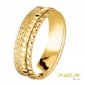 Alliance or jaune 18 carats diamantée, motifs perlé