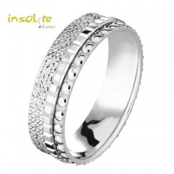 Alliance or blanc 18 carats diamantée et perlé