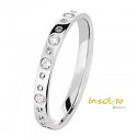 Alliance or blanc 18 carats motifs perlés et diamants tour complet
