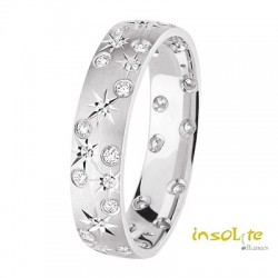Alliance fantaisie or blanc motifs étoilés et diamants