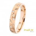Alliance or rose fantaisie motifs étoiles et diamants tour complet